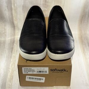 SoftWalk Alexandria Black Snake Printed Slip-On Women's Shoes